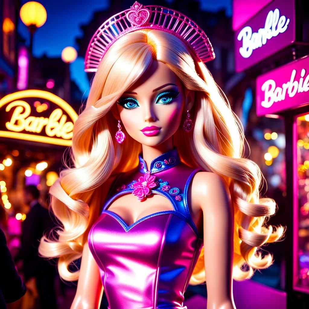 Luminous Barbie Girl in a Mesmerizing World