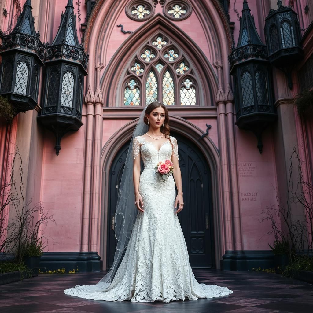 Pastel Goth wedding 
Pink and black gothic castle background