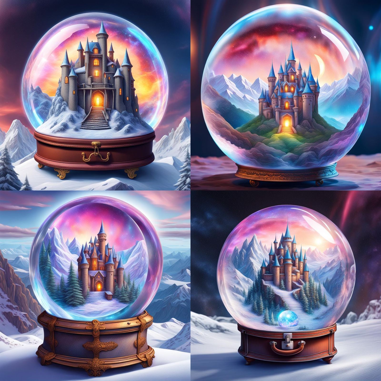 Crystal Ball Castle: Holographic Astral Illustration