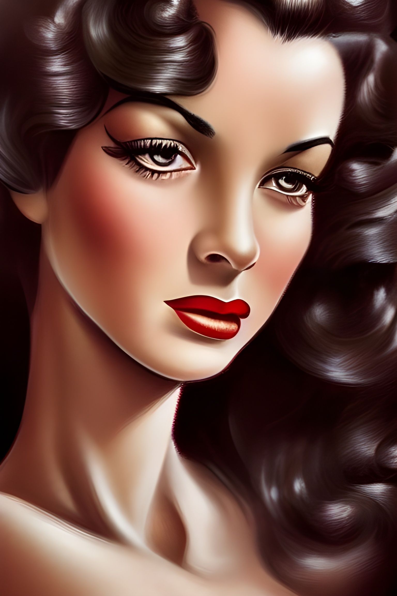 Glamorous Latina Actress in 1940s Style Portrait