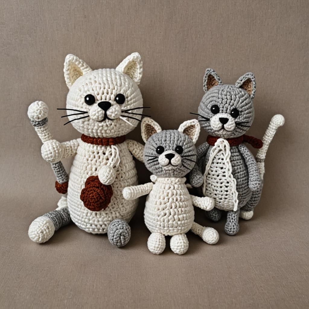 Crocheted Cat Family: A Whimsical Yarn Art