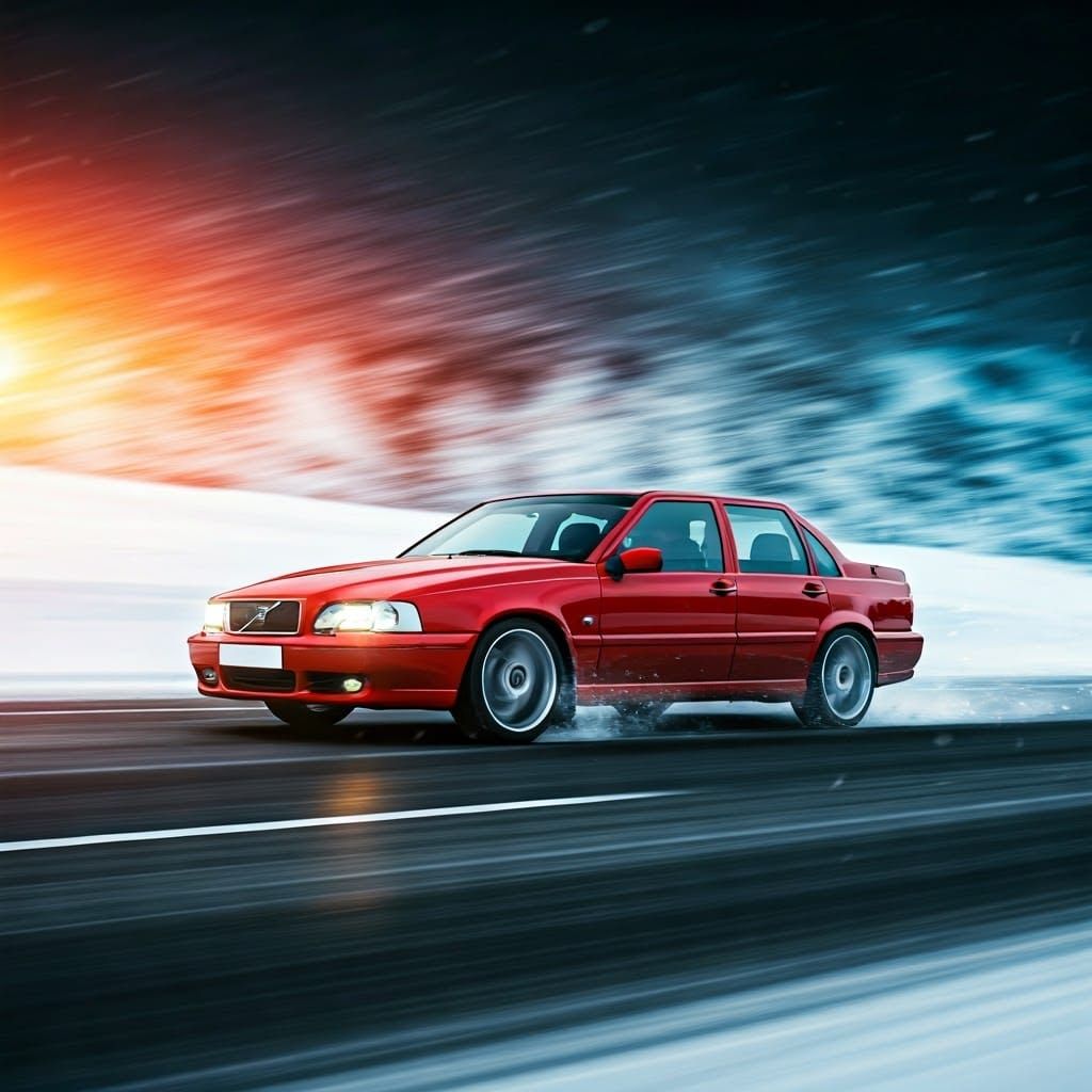 Cyberpunk Speed Demon on Snowy Motorway