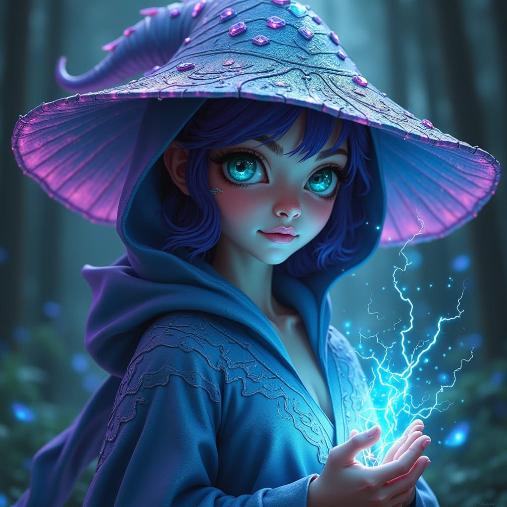 Enchanted Half-Dragon Maiden in Electric Armor