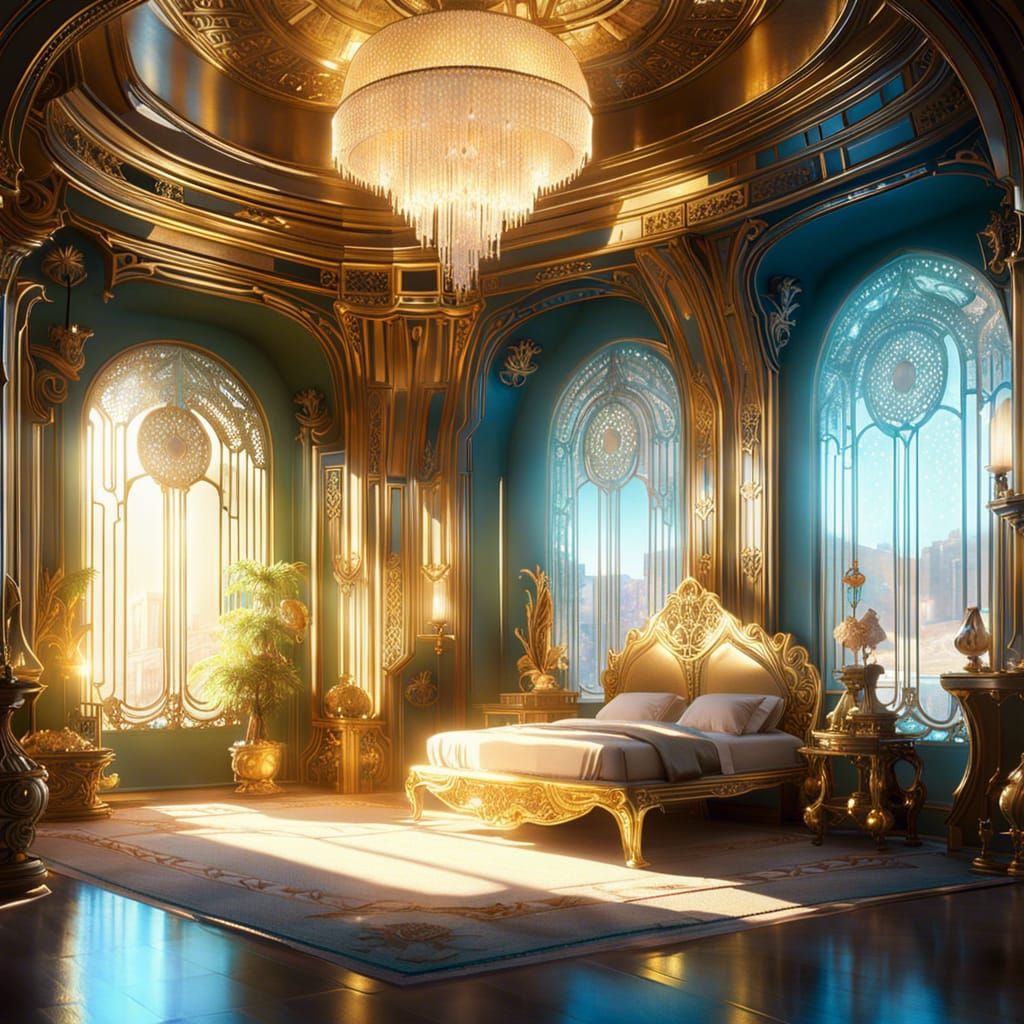 Art Deco Fairy Room Interior in Digital Art Style