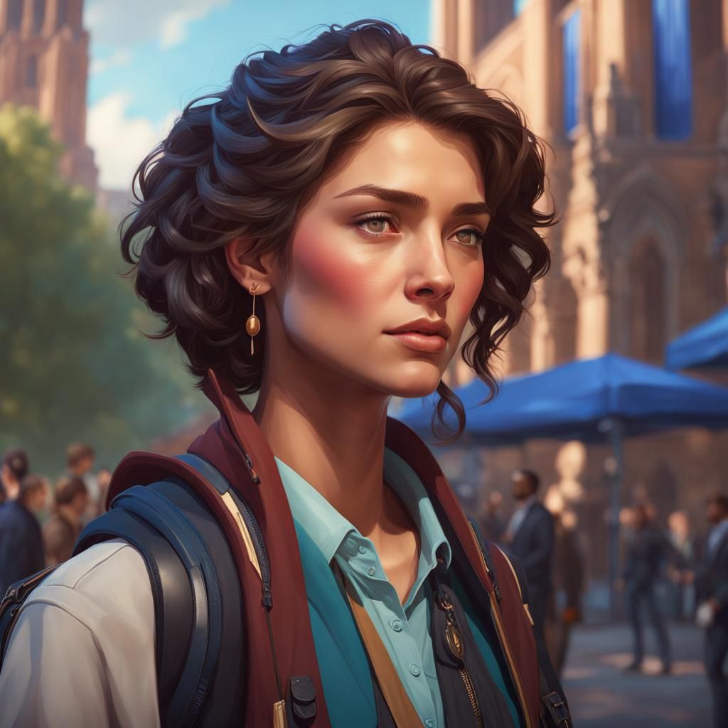 Student Portrait in Hyperdetailed Digital Art Style