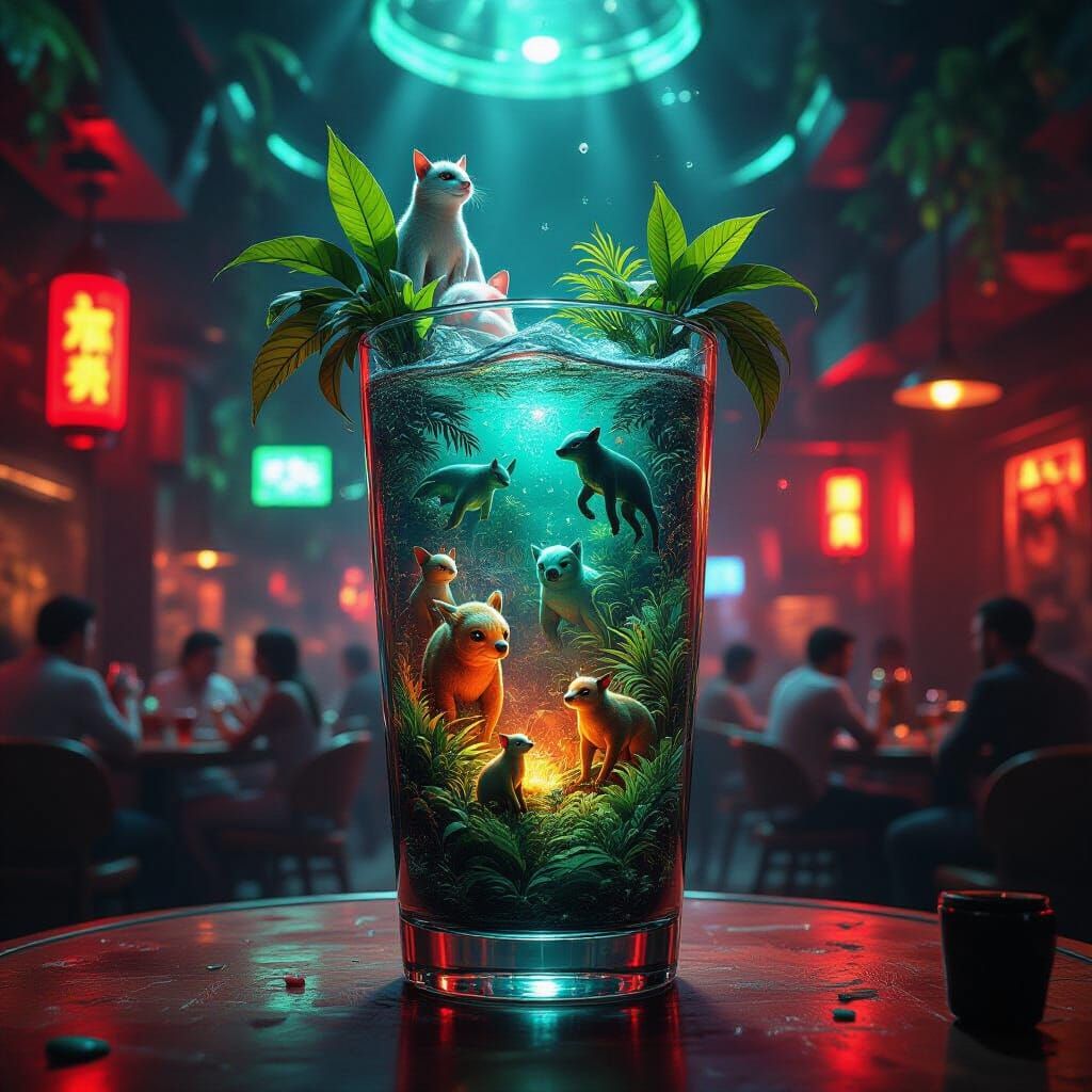 Chaotic Alien Bar Overflowing with Life