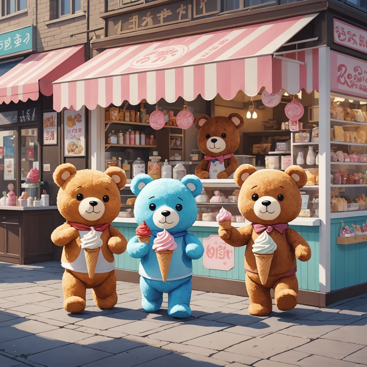 Teddy Bears Ice Cream Shop in Anime Style