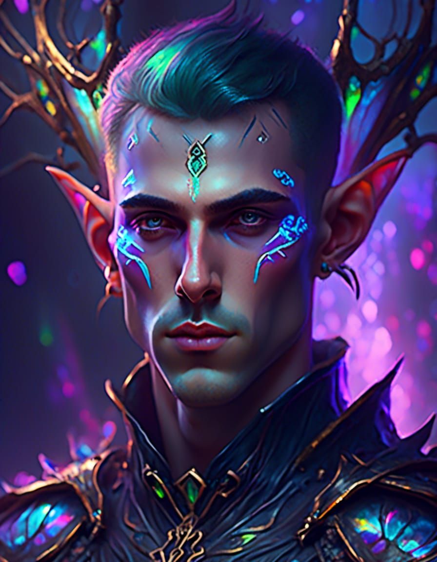 Iridescent Male Machine Elf Concept Art