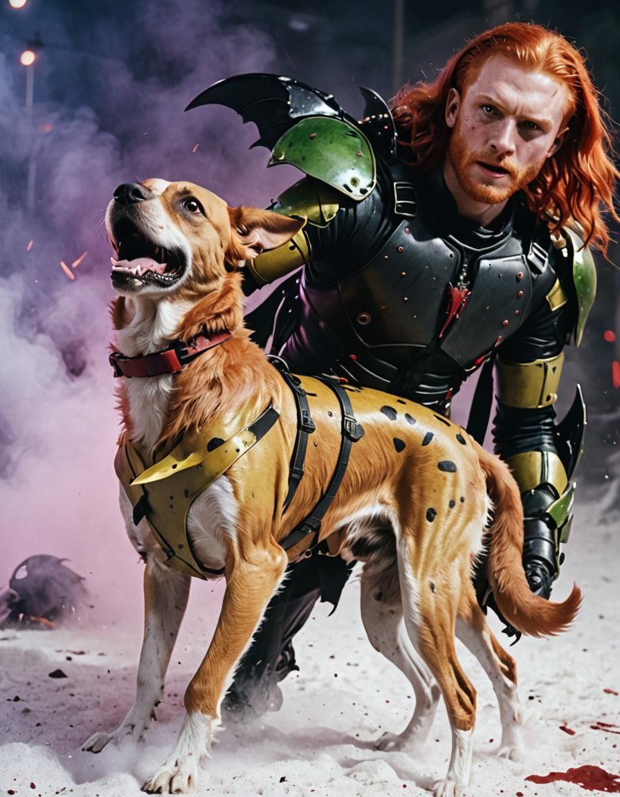 Sinister Redhead with Beetle Wings in Cinematic Style