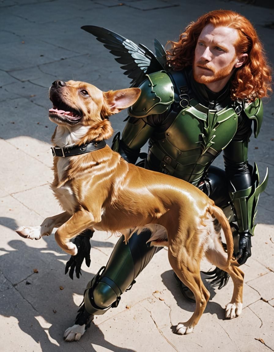 Redhead with Beetle Wings in Dark Fantasy Style