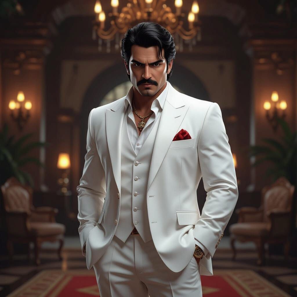 Pablo Escobar in 3D Anime Art Style