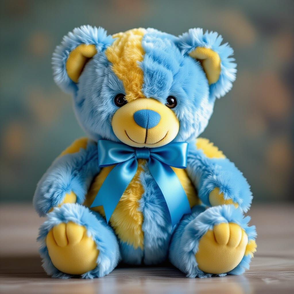 Blue and Yellow Sweet Teddy Bear Design