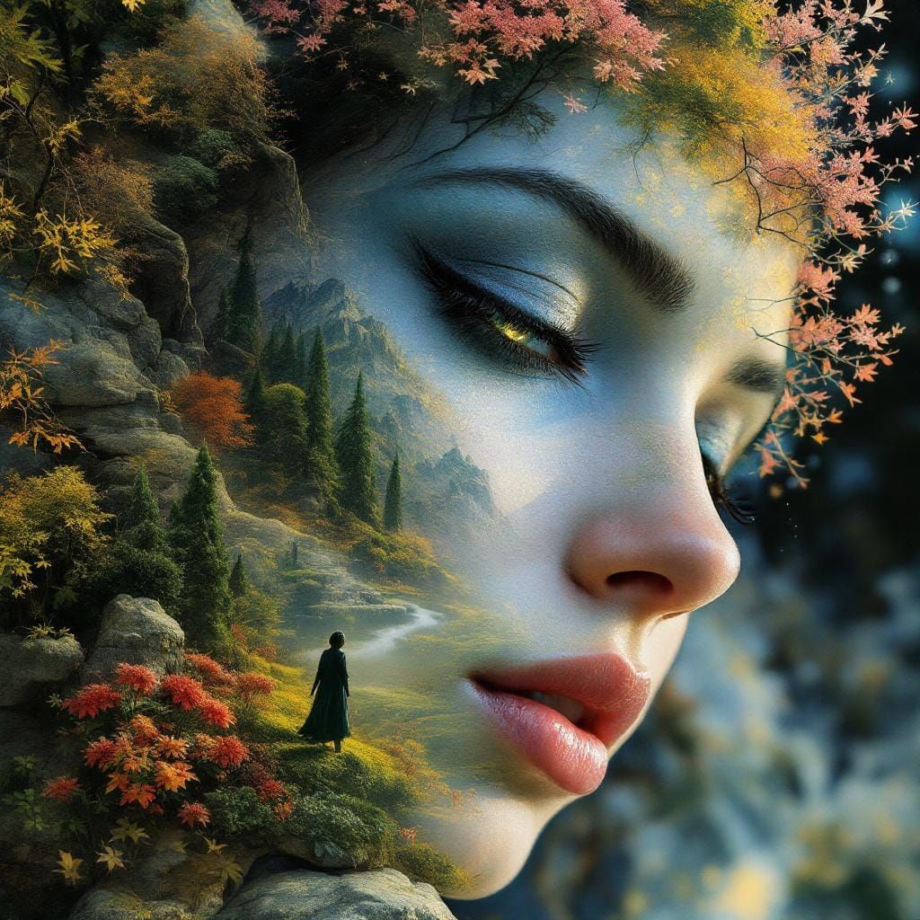 Fantasy Fairy Portrait with Seasonal Wings