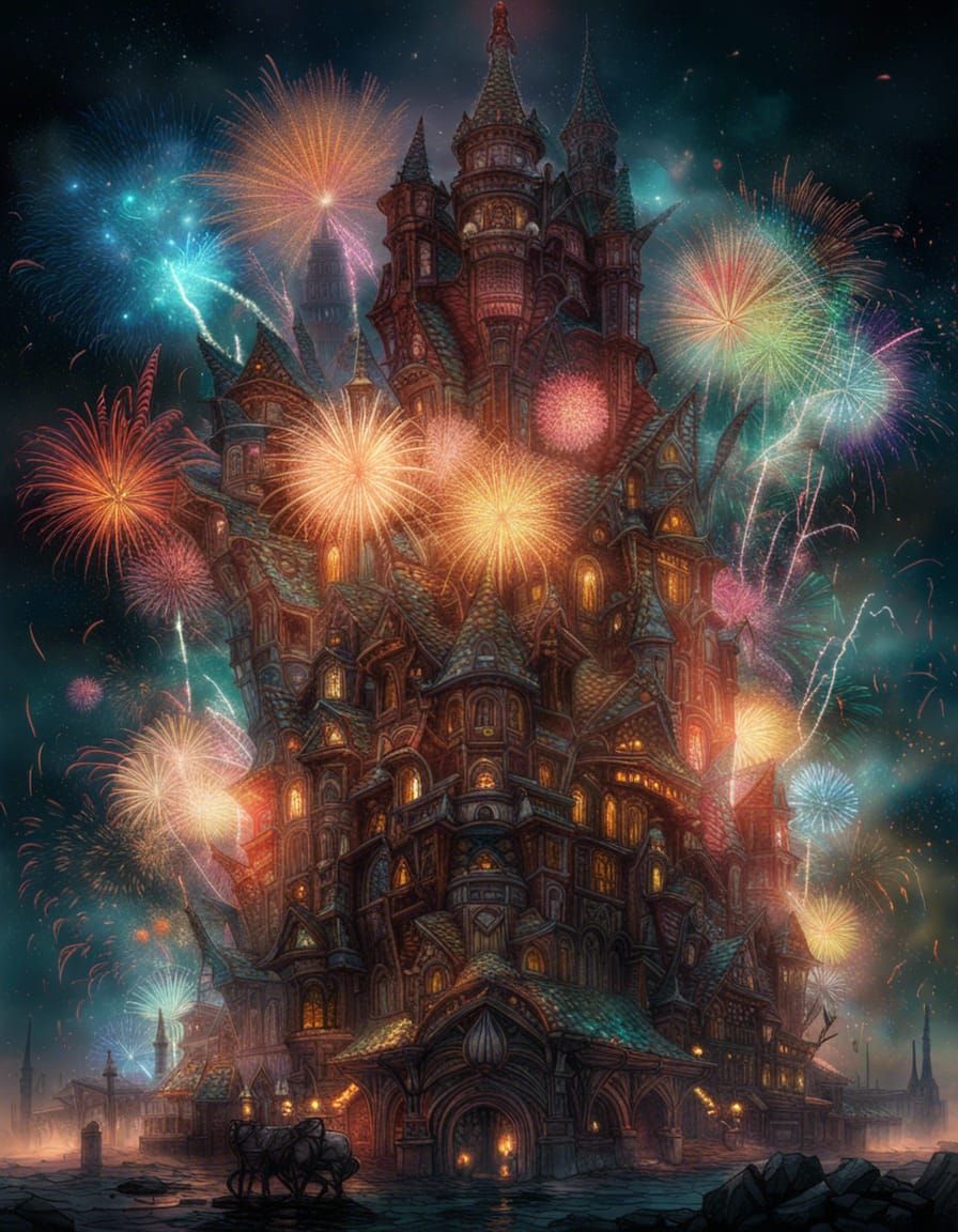 New Year Fireworks in Fantasycore Style