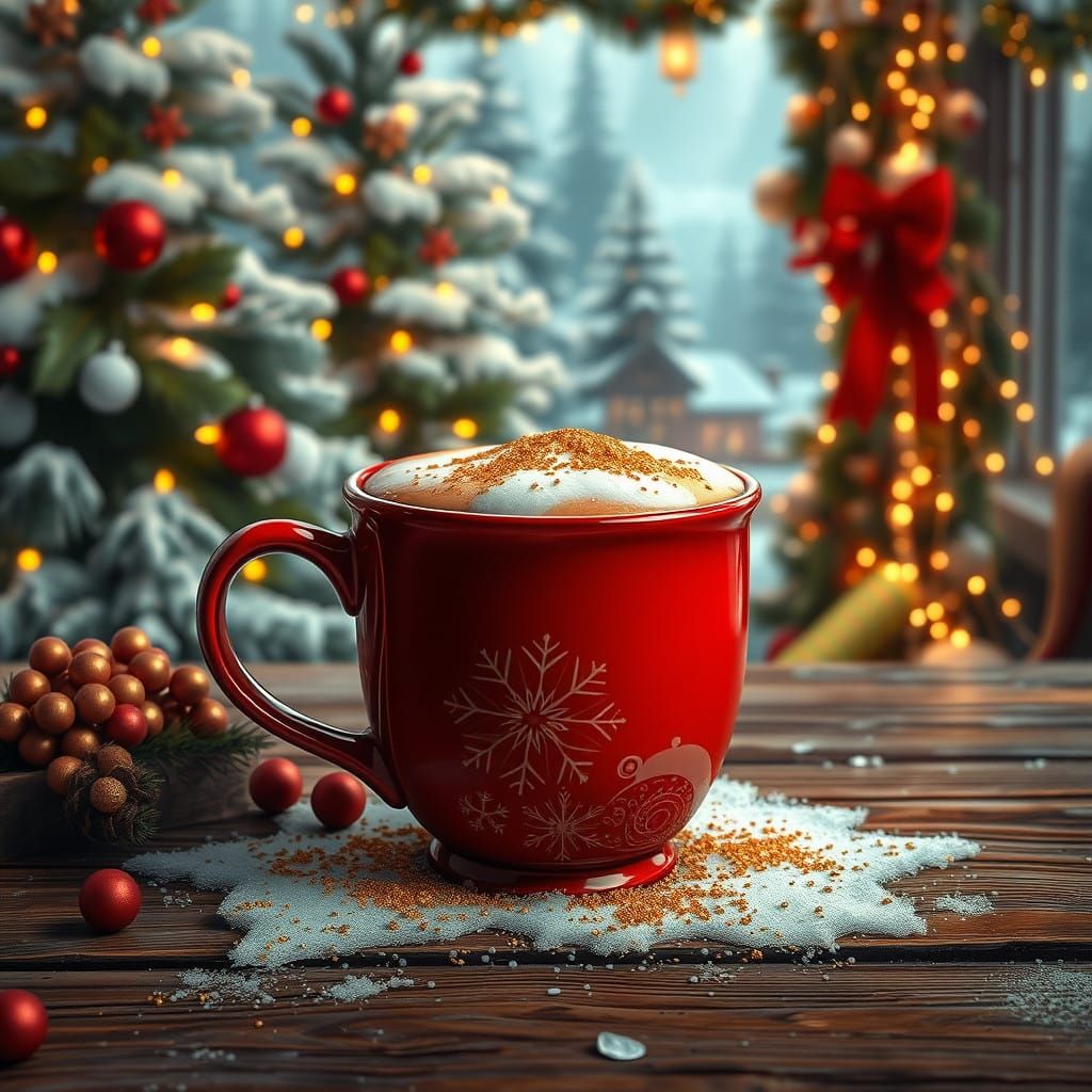 Magical Christmas Morning in Vibrant Matte Painting Style