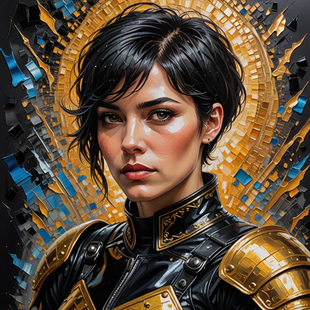 Goth Singer in Neo-Impressionist Oil Painting