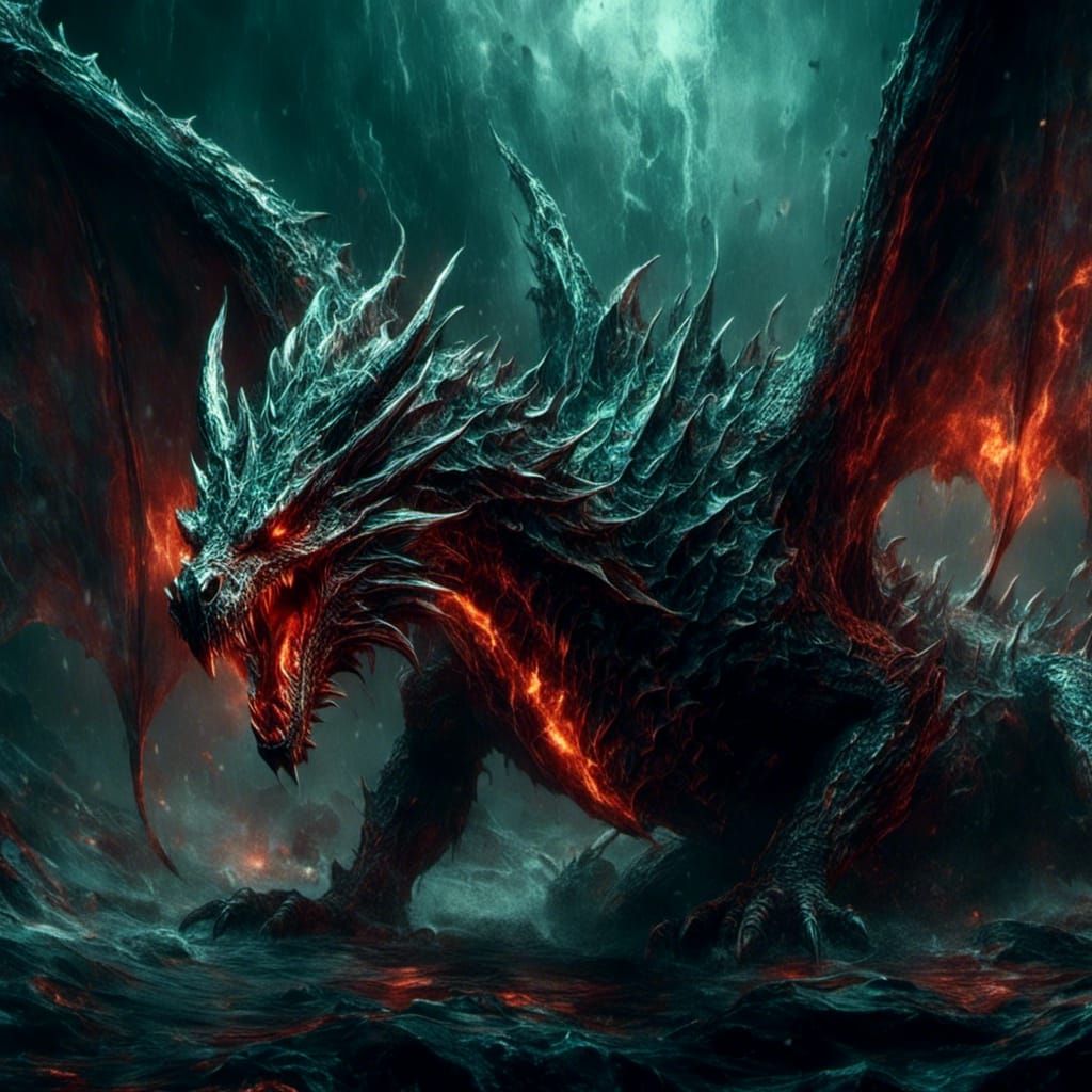 Futuristic Dragon of Fire and Magic