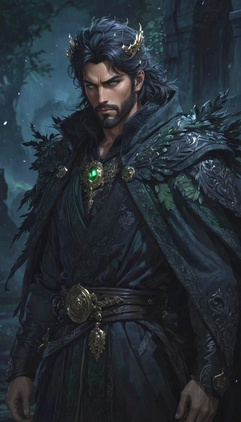 Handsome Anime Elf King with Detailed Robes