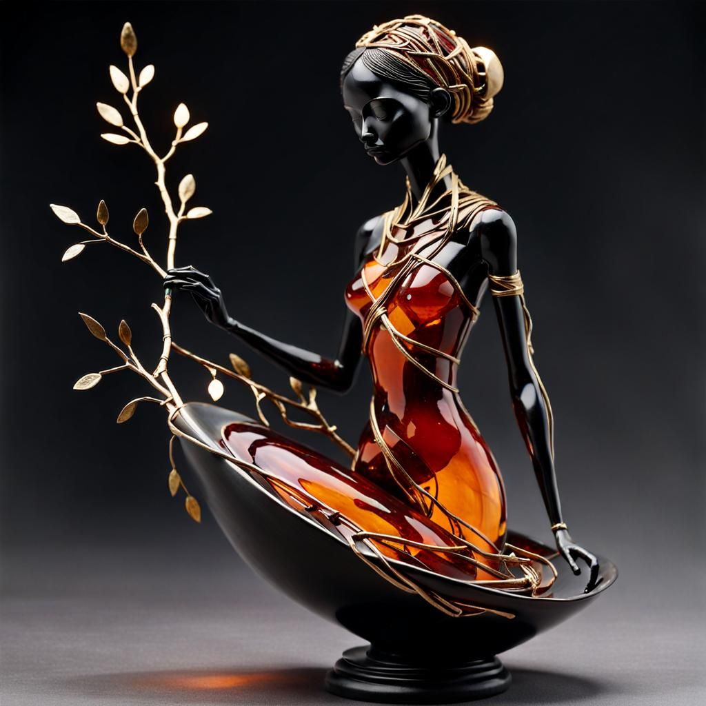 Dramatic Sculpture of Woman with Pottery