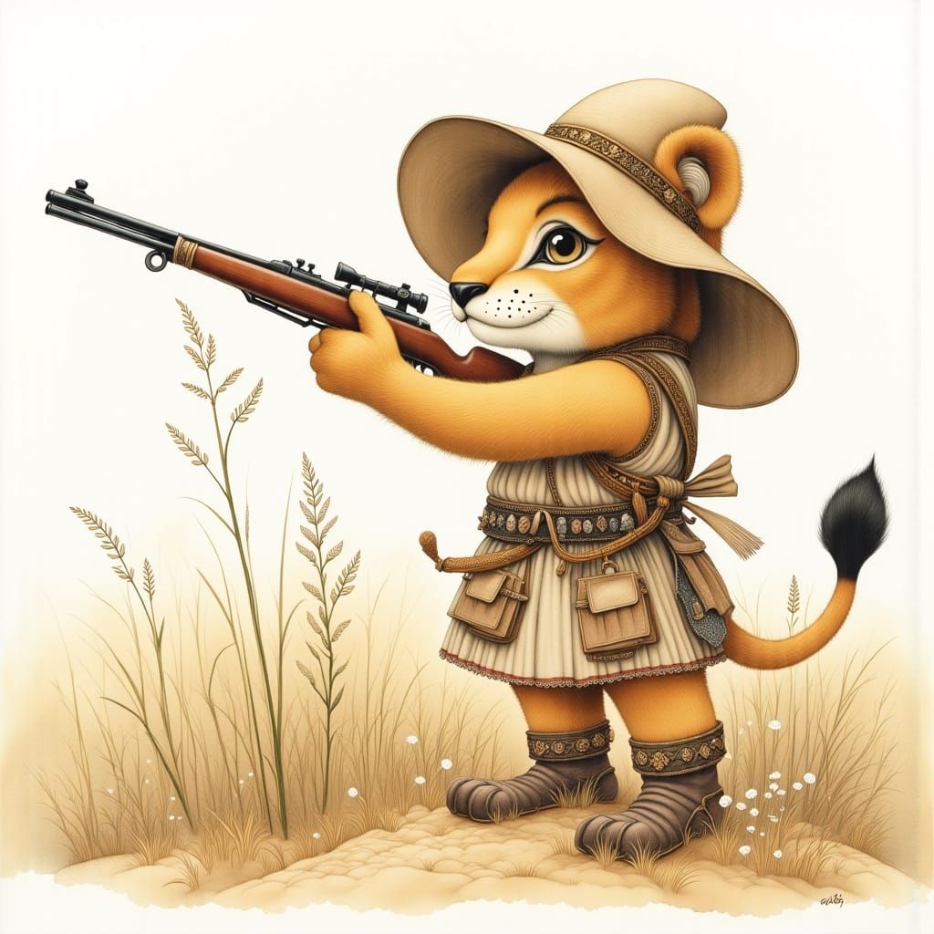 Lioness cub on safari.