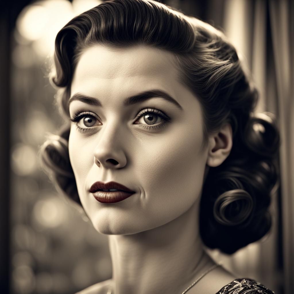 Glamorous 1950s Movie Star Portrait in HDR