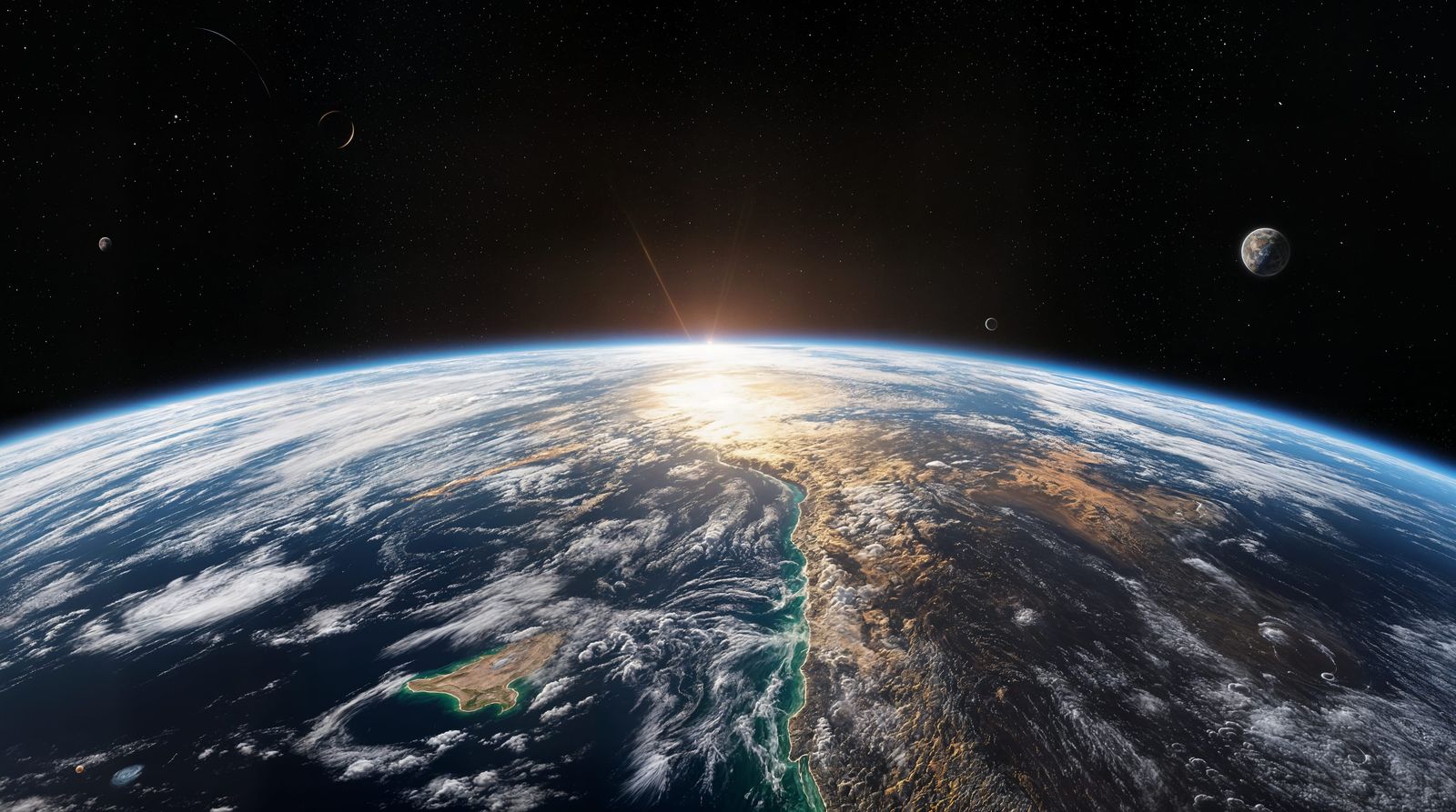 Earth from Space with Rings of Debris in a Dystopian Scene