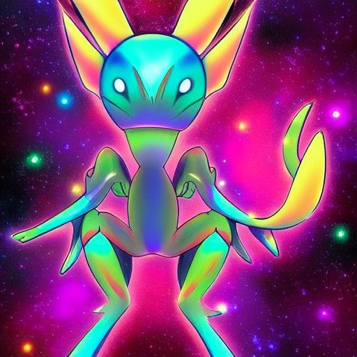 Astral Alien Pokemon in Mixed Media Style