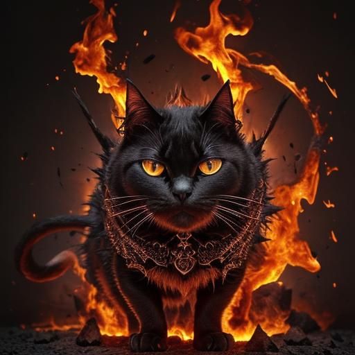 Intricate Infernal Demonic Feline Design