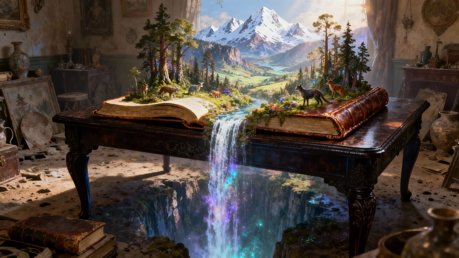 Open Book Reveals Magical Forest World