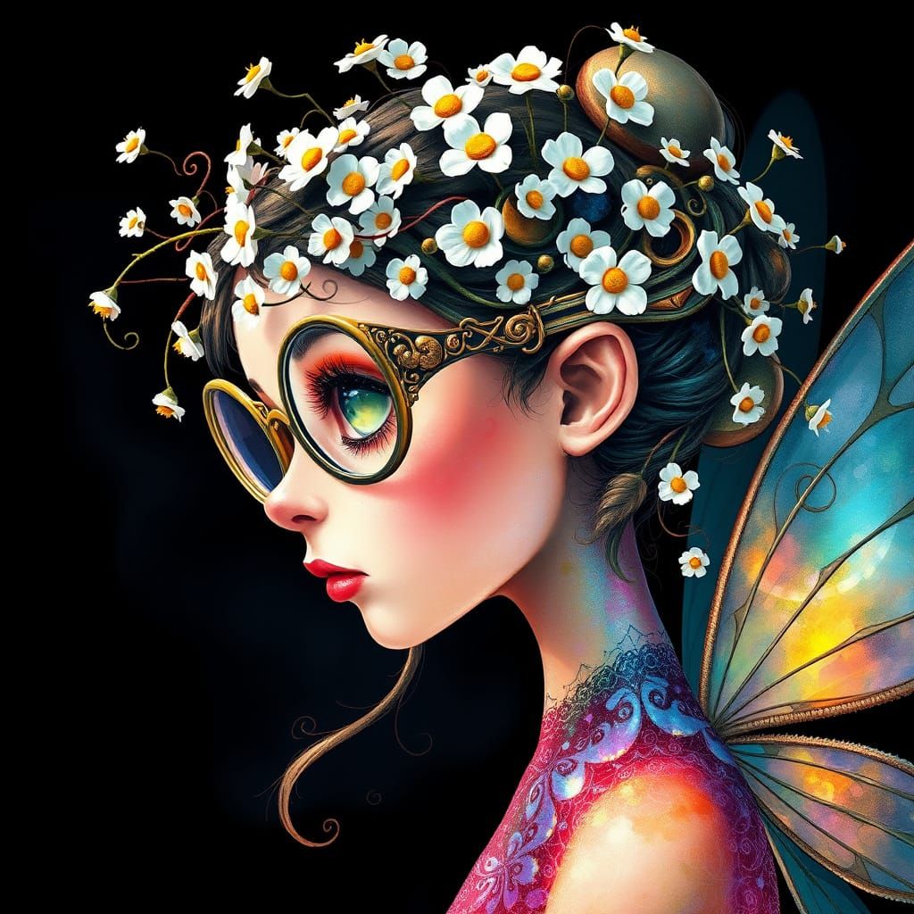 Whimsical Fairy Portrait in Mystical Steampunk Style