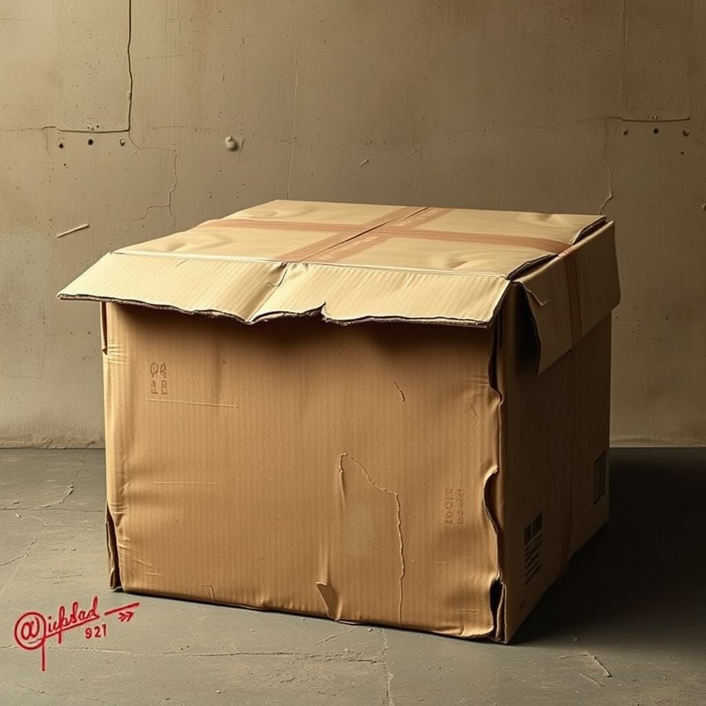 Retro-Futuristic Cardboard Box in Photorealistic Style