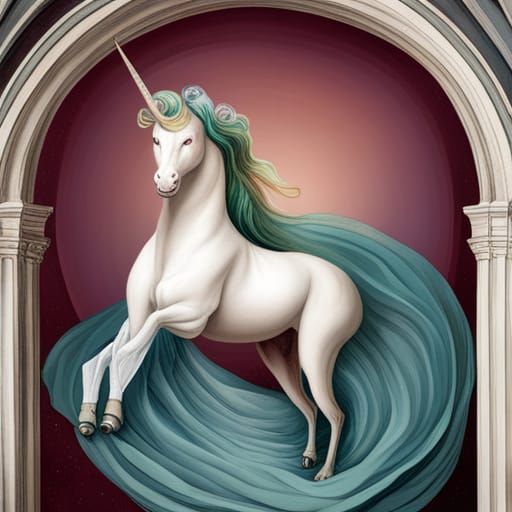 Unicorn in Renaissance Painting Style
