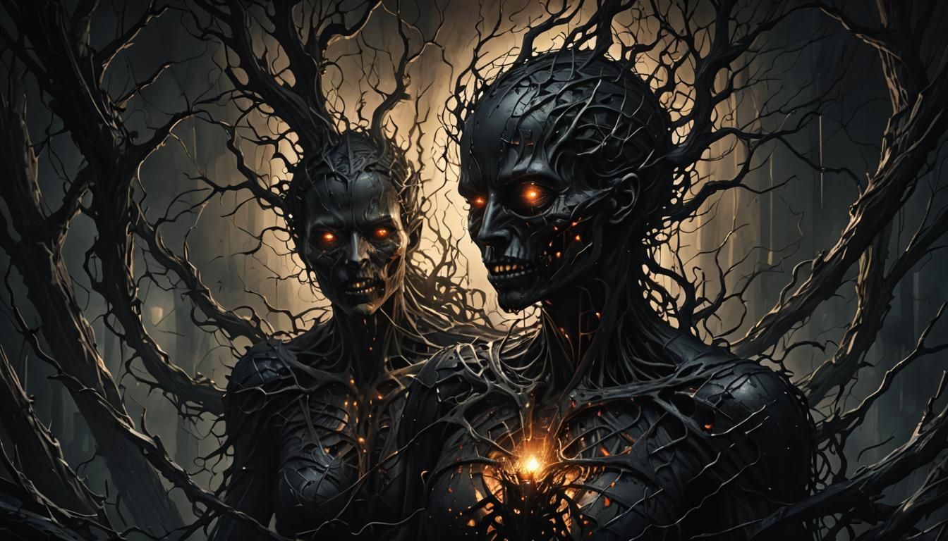 Hyperdetailed Abstract Horror: Light Conquers Darkness