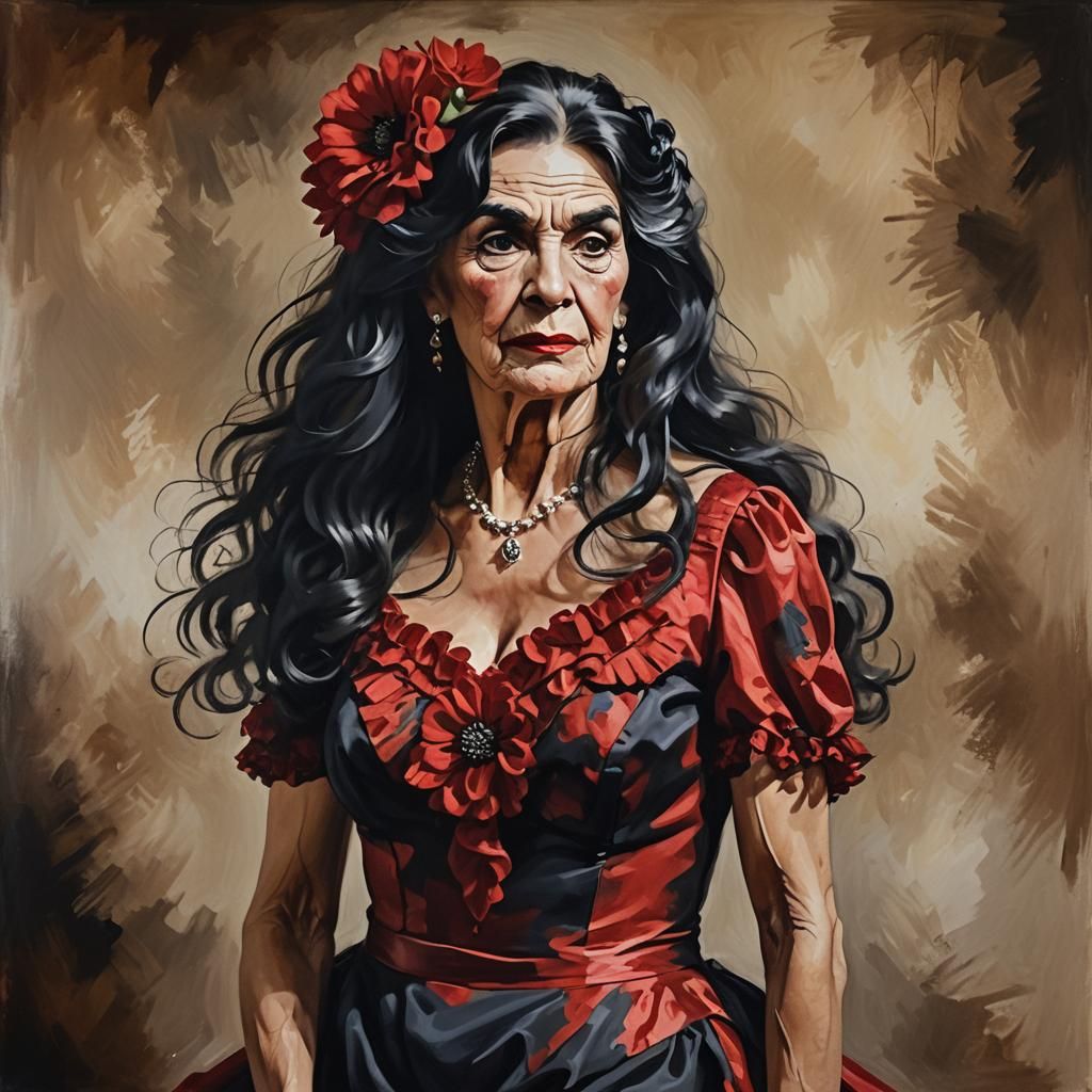 Flamenco Dancer: Vibrant Digital Oil Painting