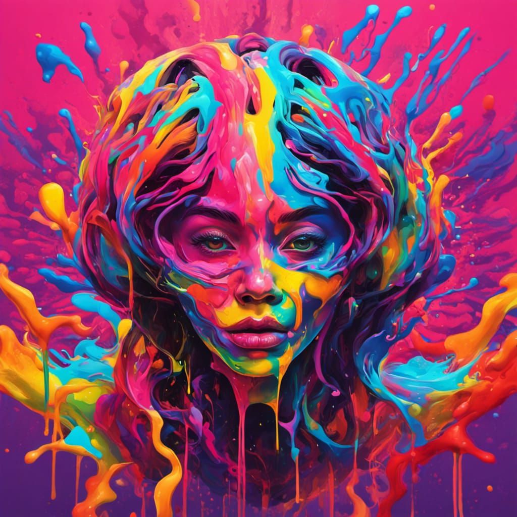 Magical Neon Sound Waves in Hyperrealistic Splash Art
