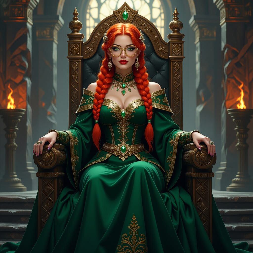 Noble Dwarf Queen in Emerald Gown