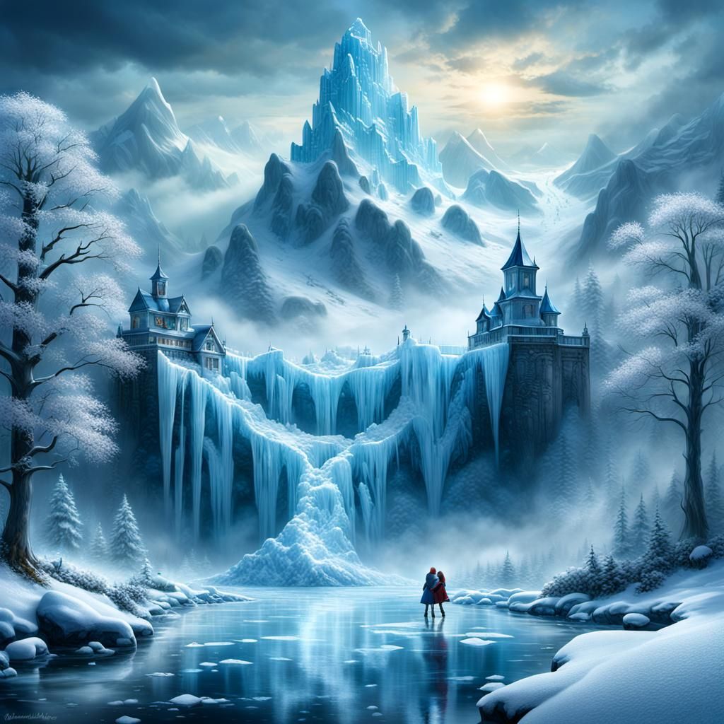 Ice Giantess in Chromatic Surrealism Style