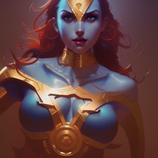 Ice Woman Superhero in Comic Art Style