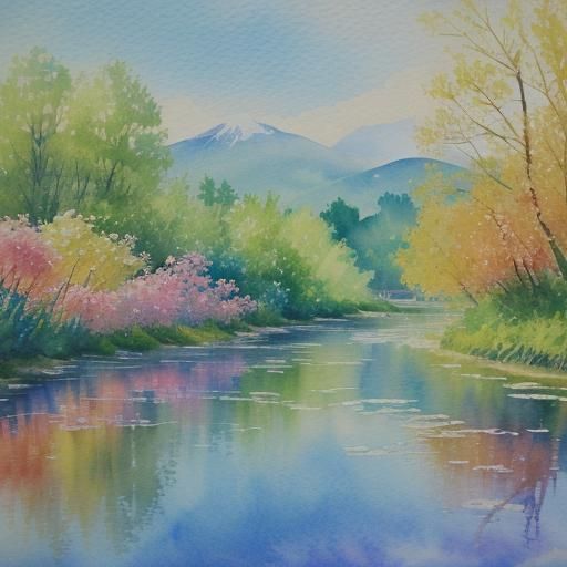 Impressionist Watercolor of Baby Bear and Mother