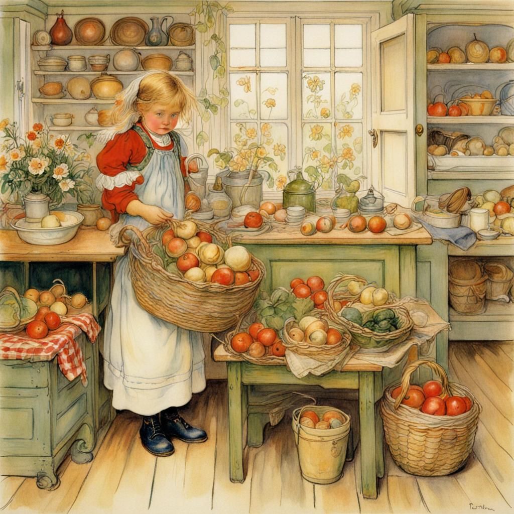 Idyllic Family Scene in Watercolor Style