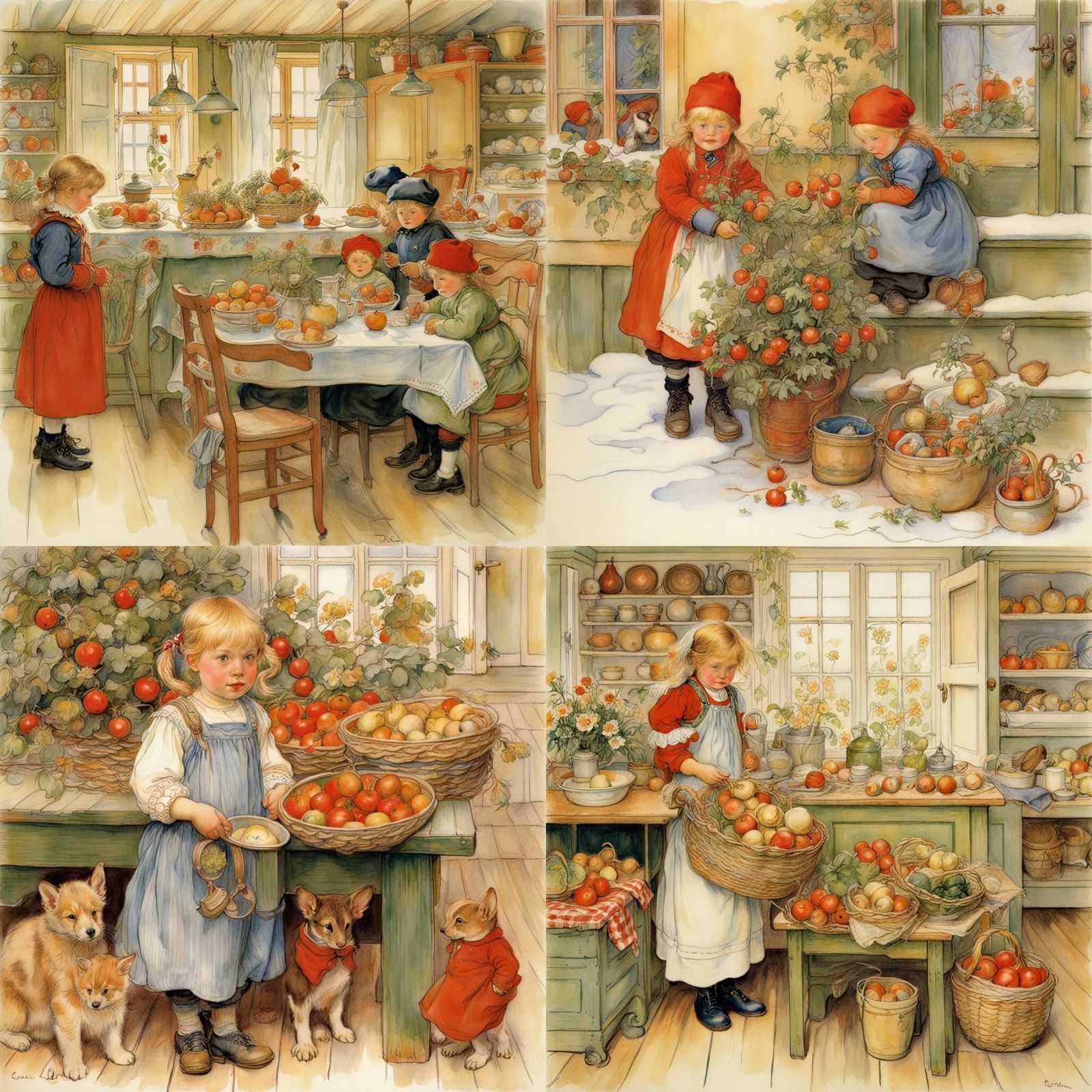 Cozy Family Scene in Classic Painterly Style