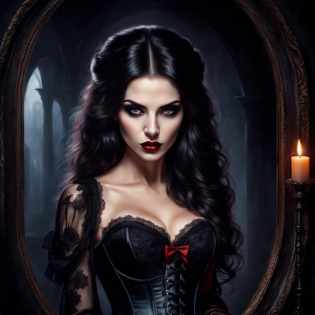 Italian Vampire Gothic Portrait in Oil Painting Style