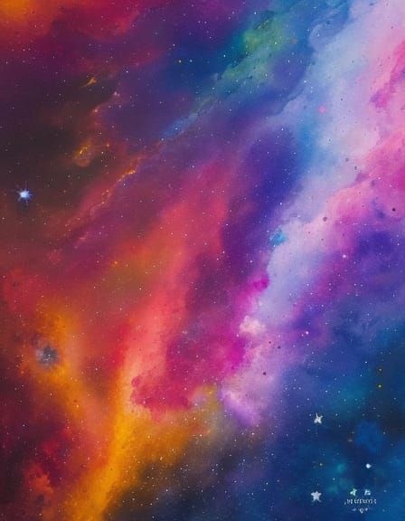 Cosmic Astral Illustration in Gouache and Watercolor