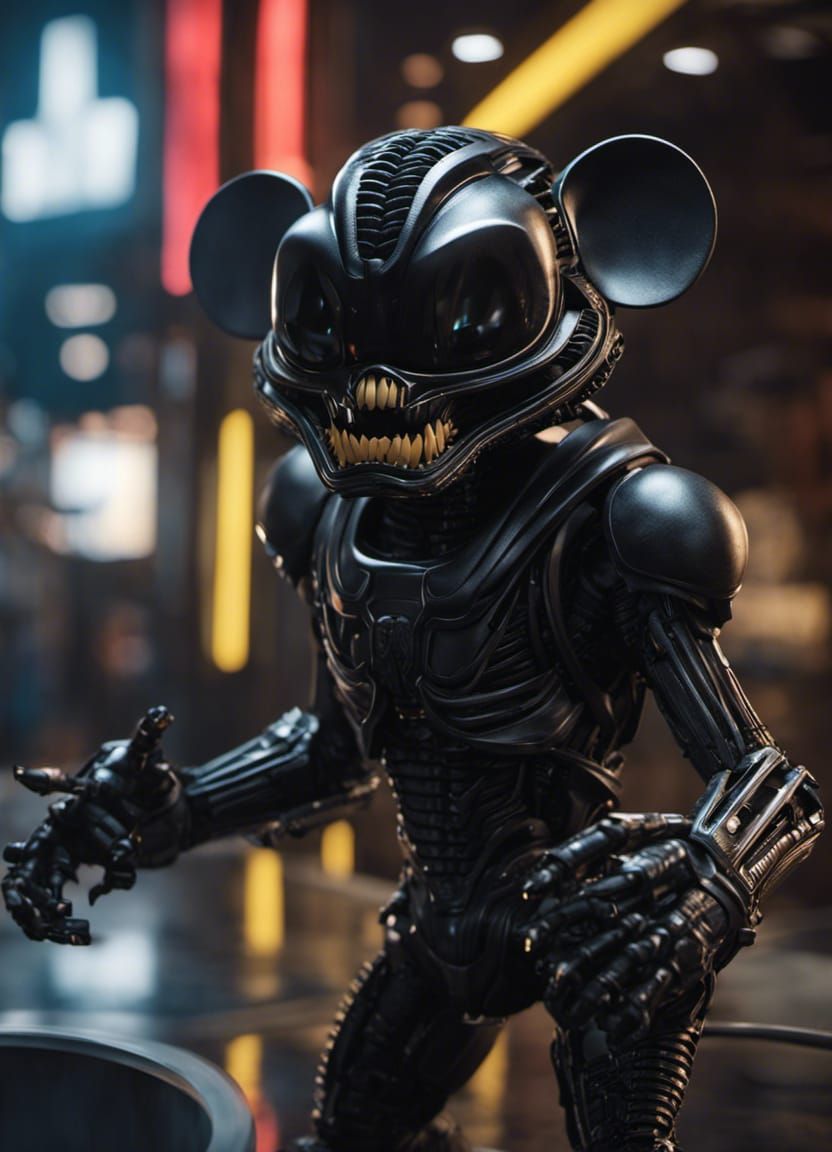 Terrifying Xenomorph Mickey Mouse Hybrid in 3D