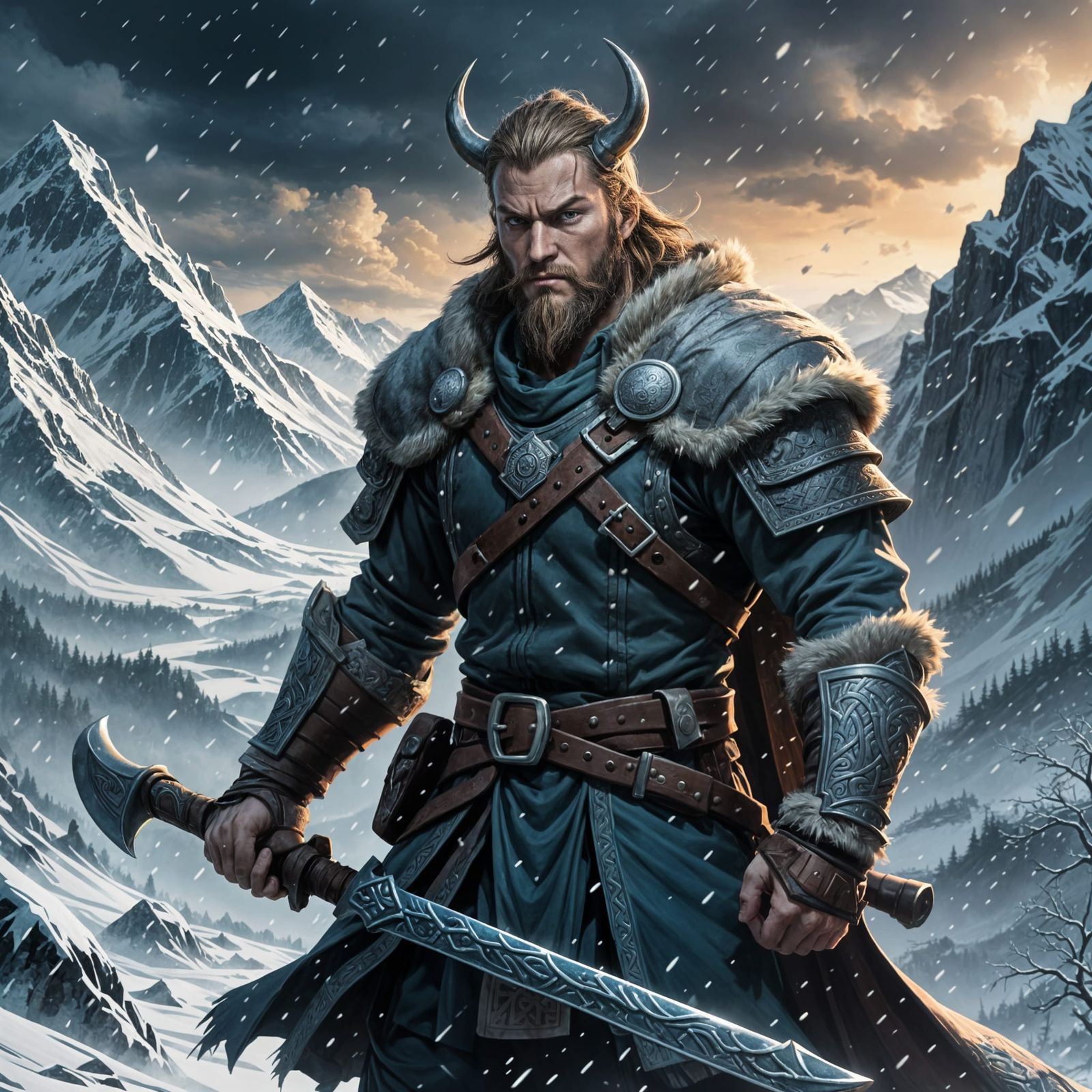 Epic Anime-Inspired Viking Warrior