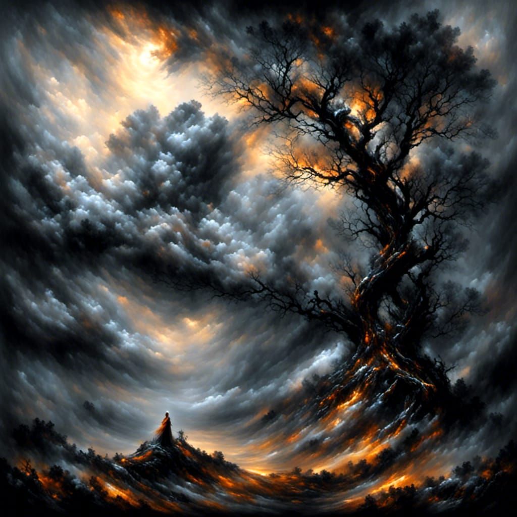 Nature's Despair: Rain and Fading Stars