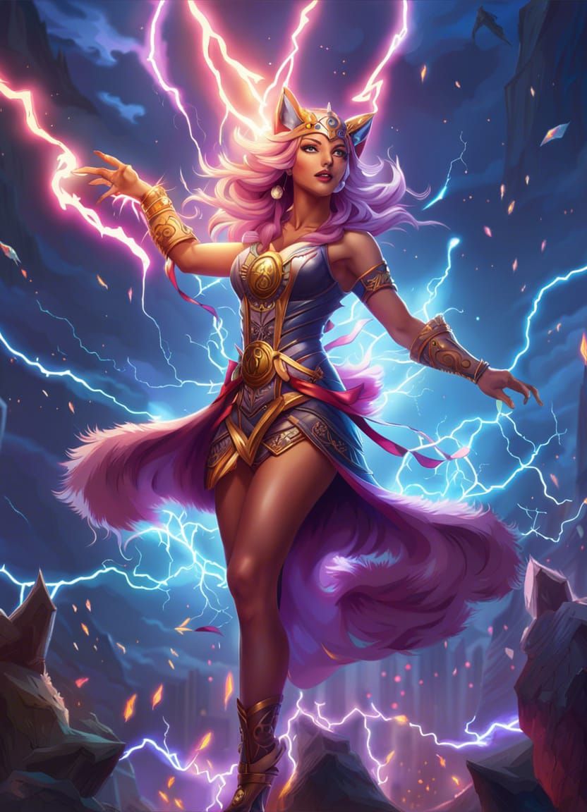 Catgirl Norse Goddess in Graffiti Street Art