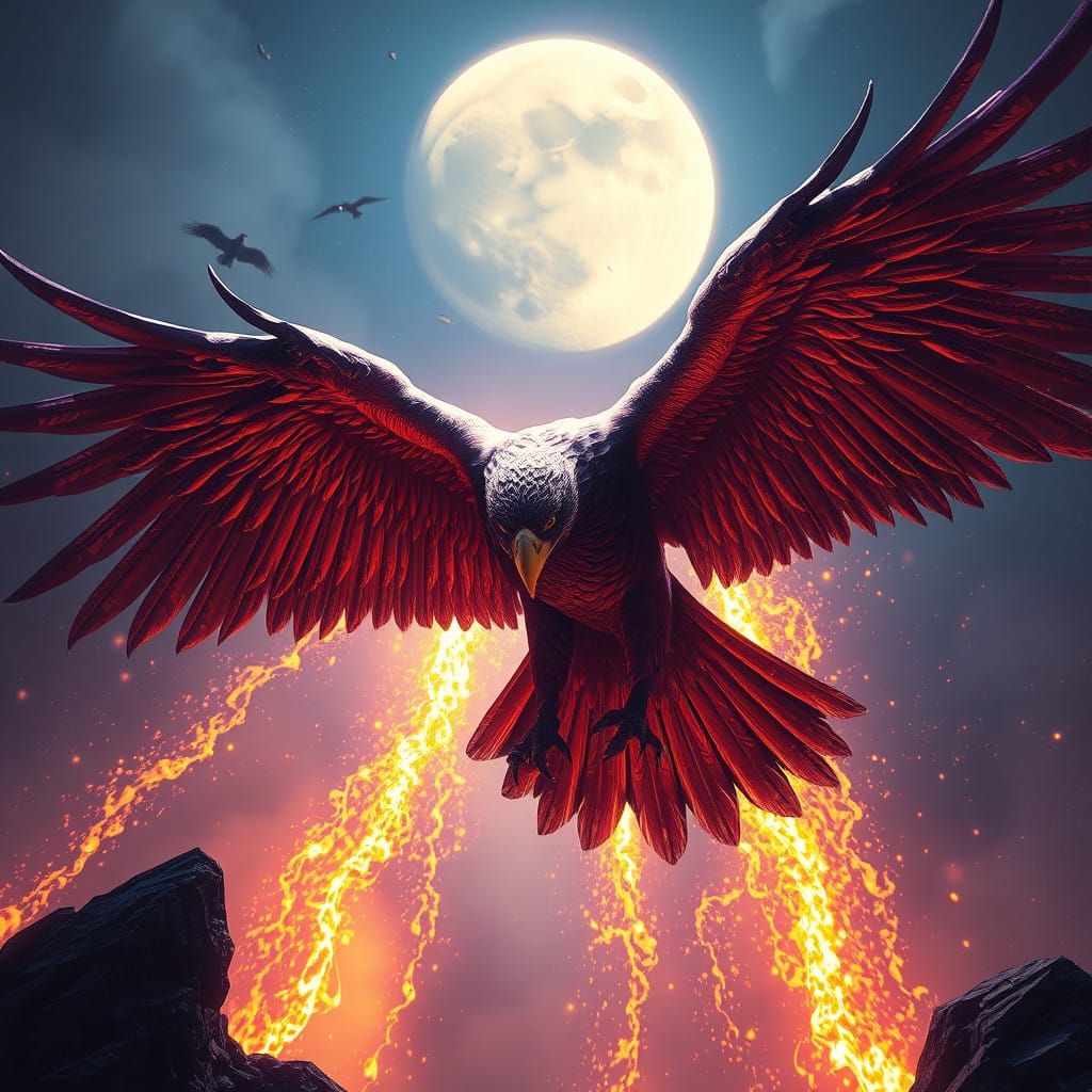 Golden Eagle Apex in Dark Fantasy Art