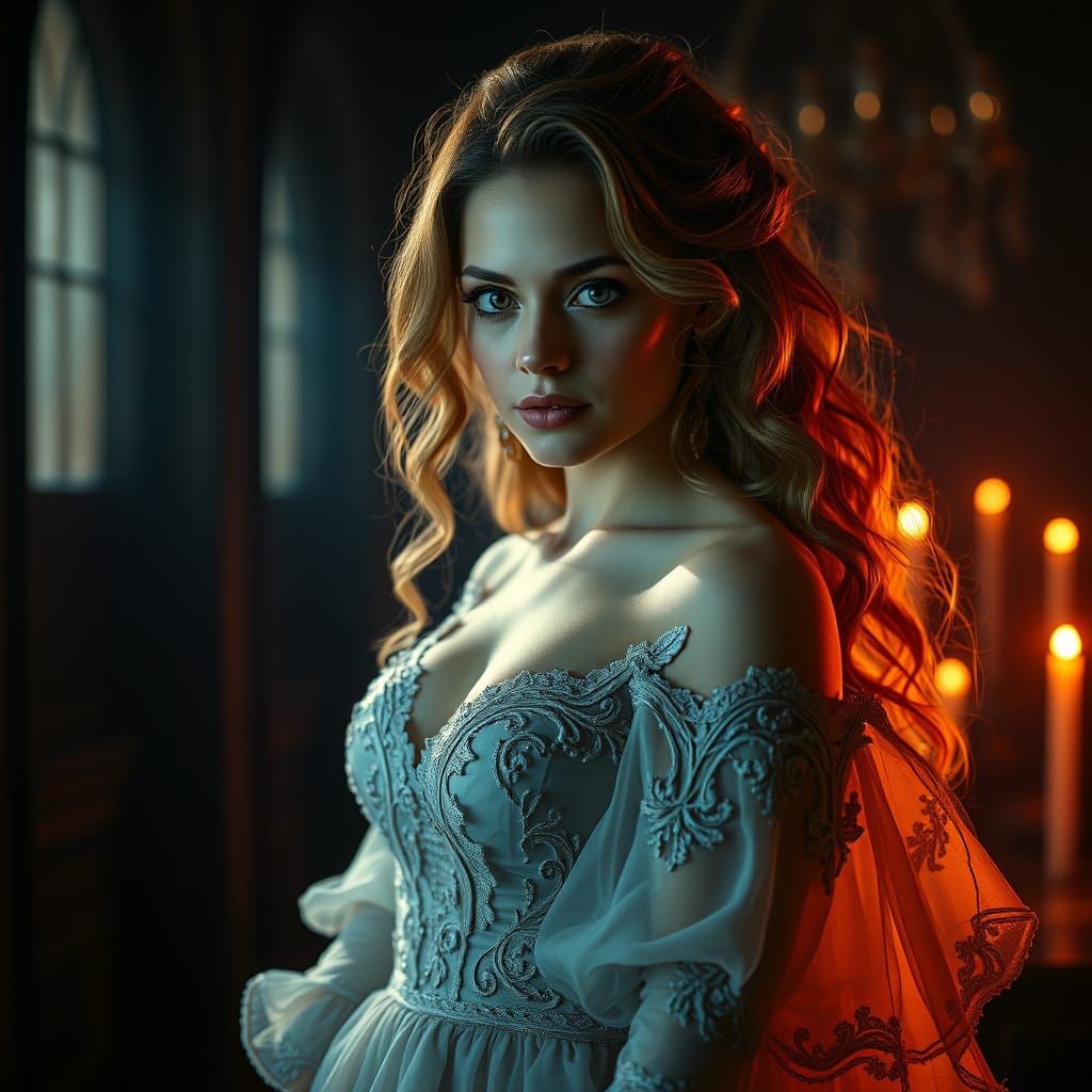 Luxurious Portrait in Moody, Cinematic Style