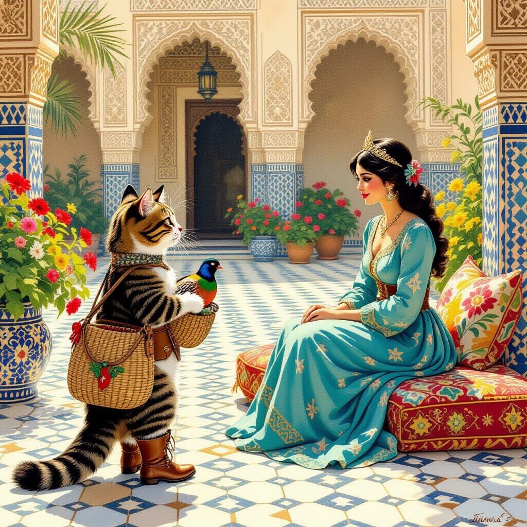 Kitto the Cat Bows in a Tunisian Palace